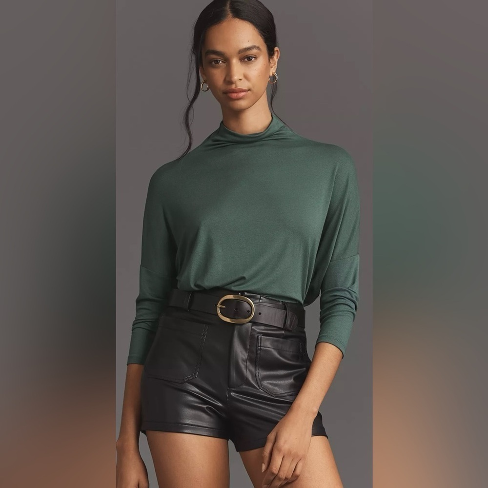 Anthropologie Green Turtleneck Dolman Top XL - Picture 2 of 9
